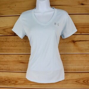 Under Armour Activewear T-Shirt Loose Fit‎ HeatGear Womens S Pale Blue Heathered